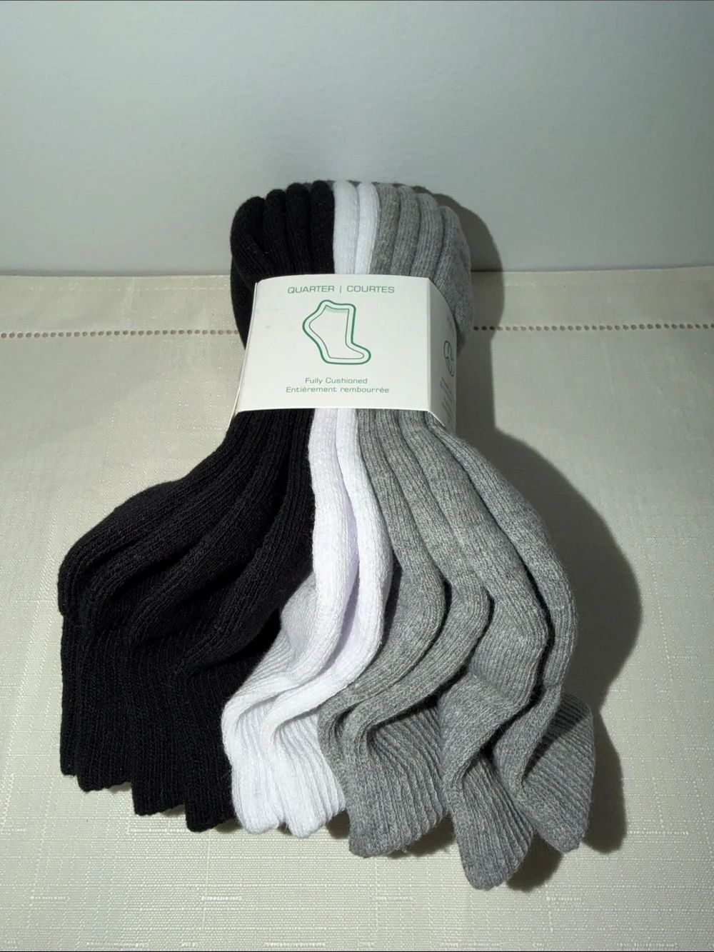 French Connection 5pk White Heather Silver Black Organic Cotton Blend Knit Socks - Picture 3 of 5